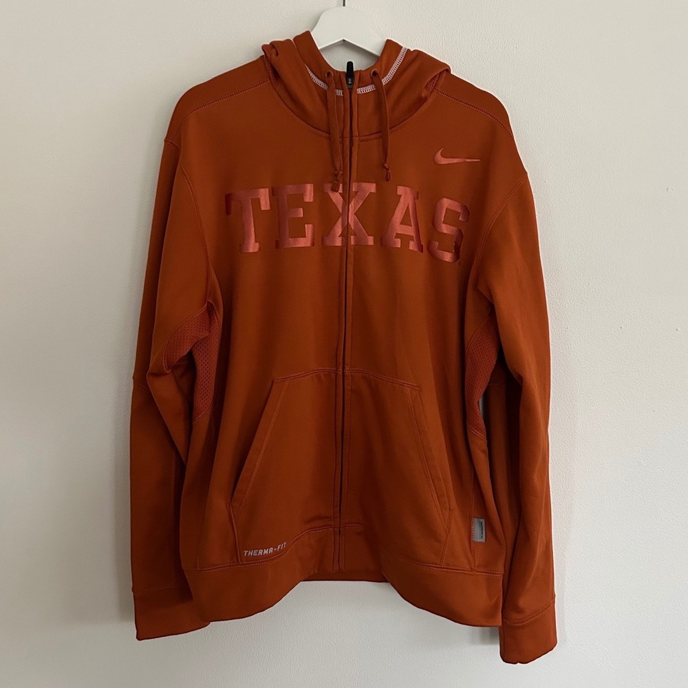 Nike Therma Fit Texas Longhorns Full Zip Hoodie Jacket Orange Medium M